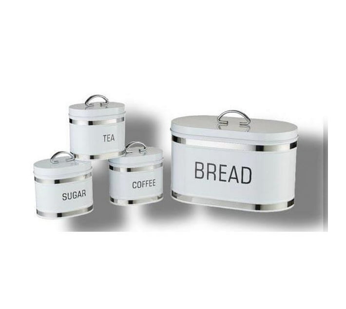 Royal Homeware Bread Bin With 3pcs Canister White Makro