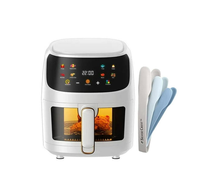 8L Air Fryer with Clear View Food Basket and Nesting Tongs Set Off