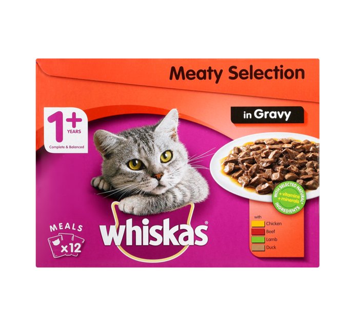 Whiskas Cat Food Multipack Pouch Meat in Gravy (48 x 85g) Makro