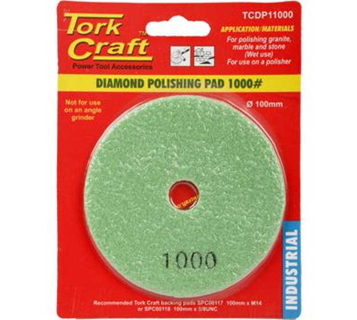 100mm Diamond Wet Polishing Pad 1000 Grit Dark Green Makro