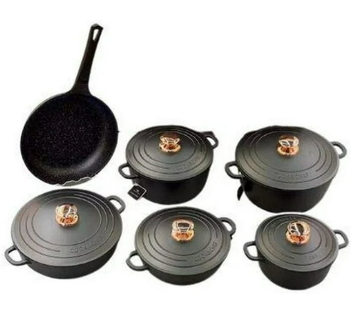 11 Piece Cookware Cast Iron Pots Sets 1 NonStick Coated Cast Iron