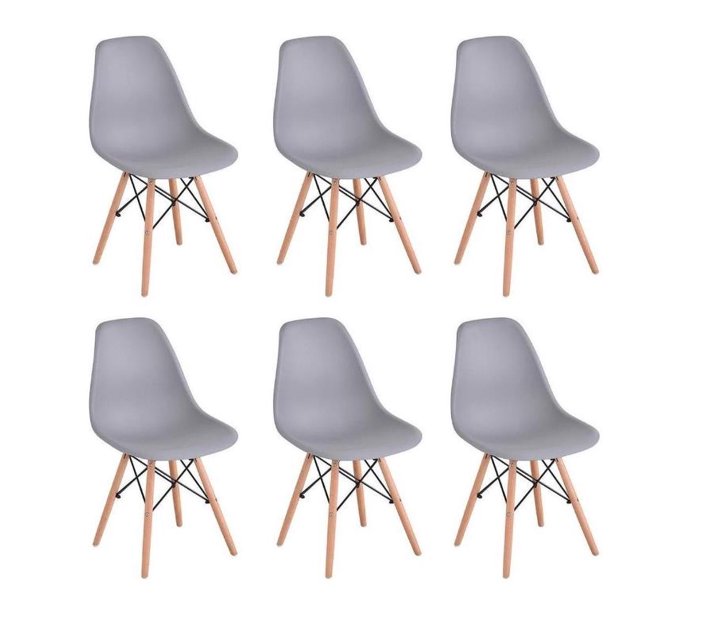Sastro 6 Piece Grey Dining Wood Legs Chairs Makro