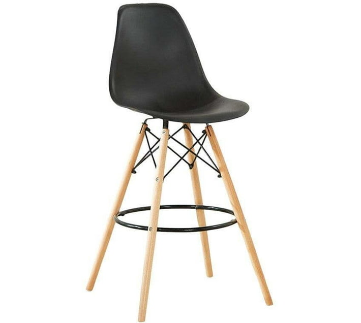 Nu Dekor Solid Wood Bar Stool (Finish Colour Black, DIY(DoIt