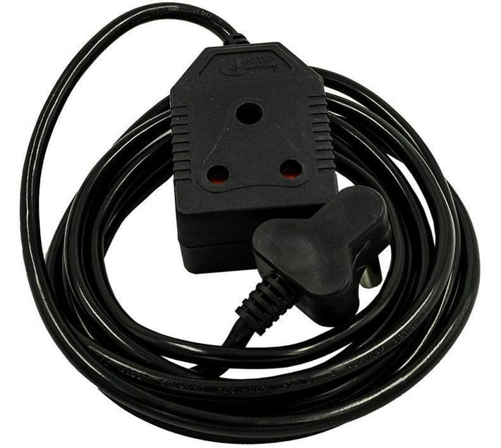 UNITED ELECTRICAL 3 Metre Extension Cord Black 10 Amp Power Plug Makro