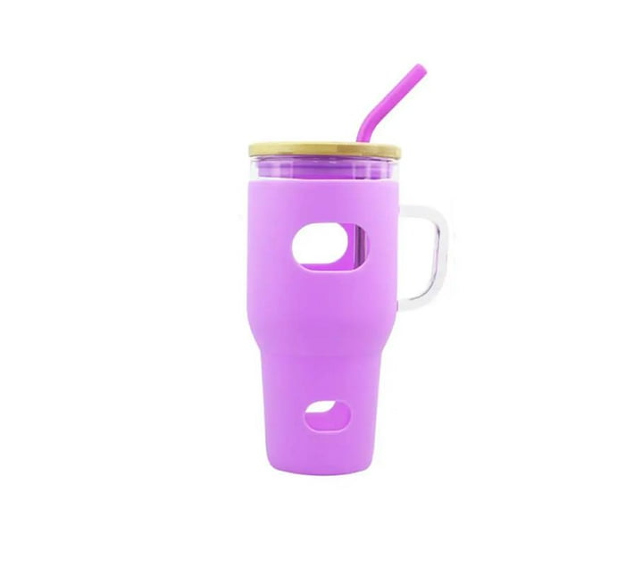 Someone’s in a Makro 1.1L Reusable Glass Tumbler Cup with Bamboo Lid ...