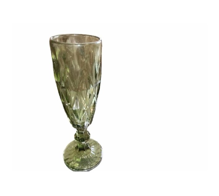 Green Coloured Crystal Champagne glasses set of 6 Makro