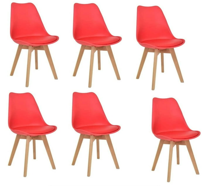 REX M Plastic Dining Chair (Set of 6, Finish Colour - Red) | Makro