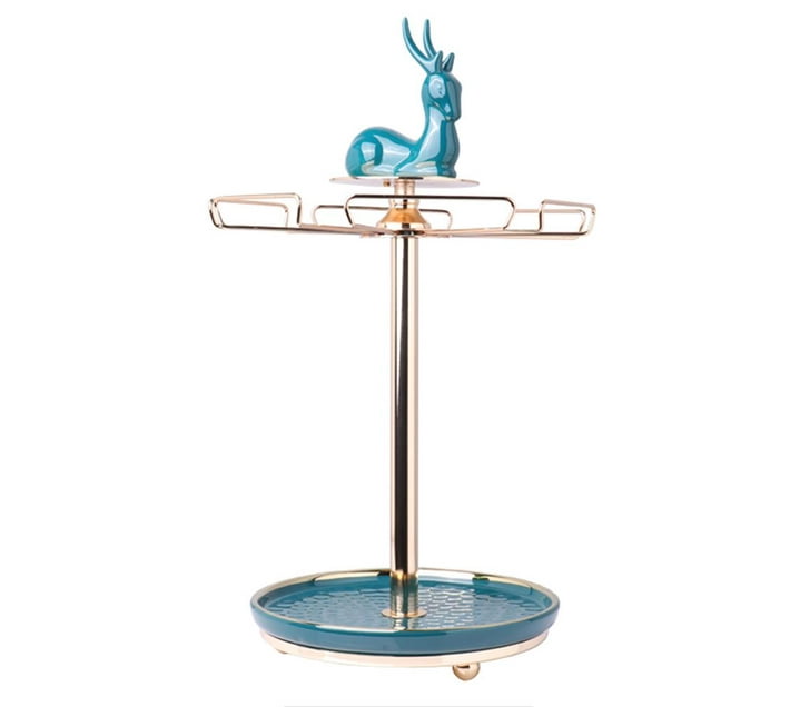 MULTIPLE WINE BOTTLE HOLDER BLUE & GOLD WITH DEER DESIGN 69307L Makro