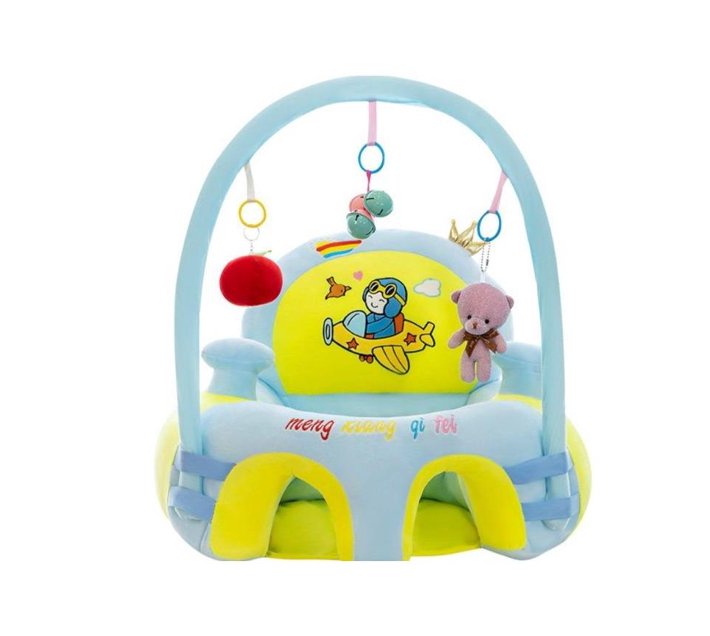 Baby Cartoon Infant Learning Sit Sofa Skin Plush Support Feeding Chair Sky blue Makro