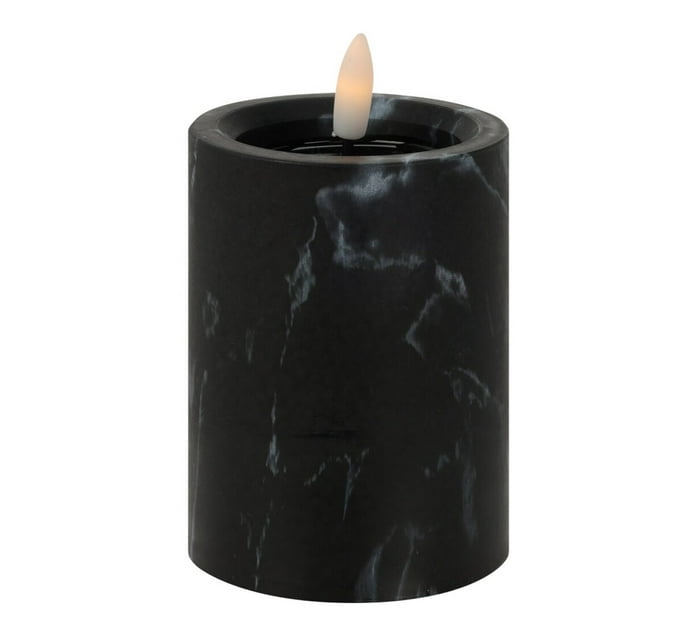 Excellent Houseware 10cm LED Black Marble Finish Candle Makro