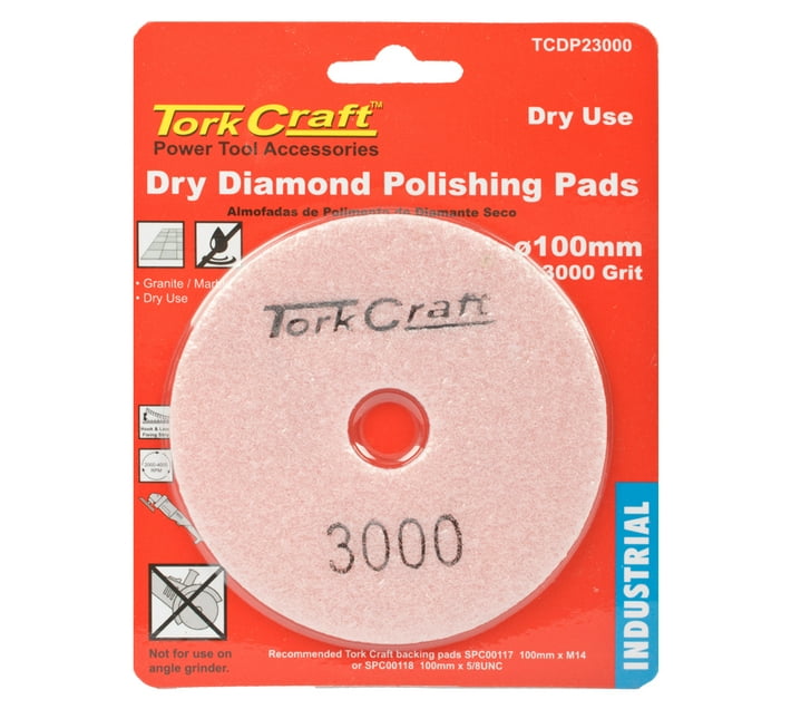Tork Craft 100mm Diamond Polishing Pad 3000 Grit Dry Use 2 Pack Makro