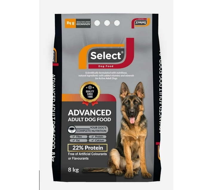 SELECT DOG FOOD Select Advanced 22% Dog Food Beef 8 kg Dry Adult Dog ...