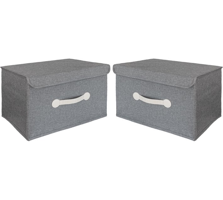 Creative Deco Set of 2 Polyester Storage Boxes with Lids 25Lt