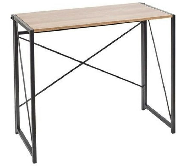 Dot Furn Compact Office Desk with Light Wood TopModern Metal Frame
