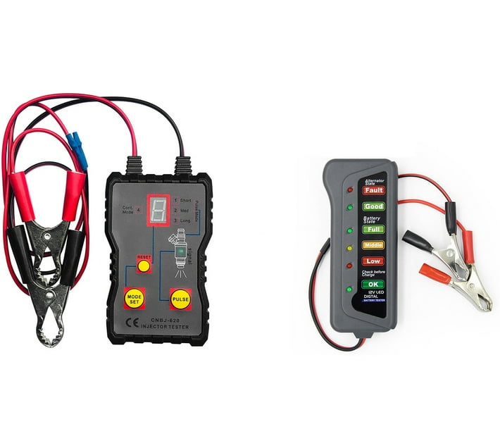 Battery Injector OBD DYNAMICS 12V Fuel Injector Testing Tool + 12V Battery Tester ...