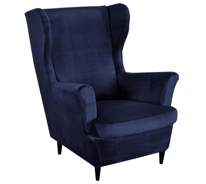 Wing Back Chair Blue Velvet Makro