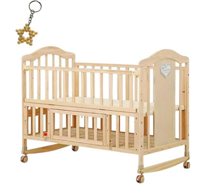 A2Z Adjustable Wooden Baby Bed Crib and Keyring Convertible Crib Bunk Wood Brown