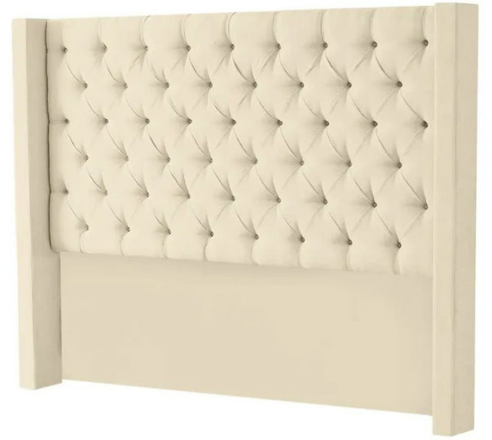 Dreamy Comfort Henna Velvet Wingback Headboard Single Cream Bed