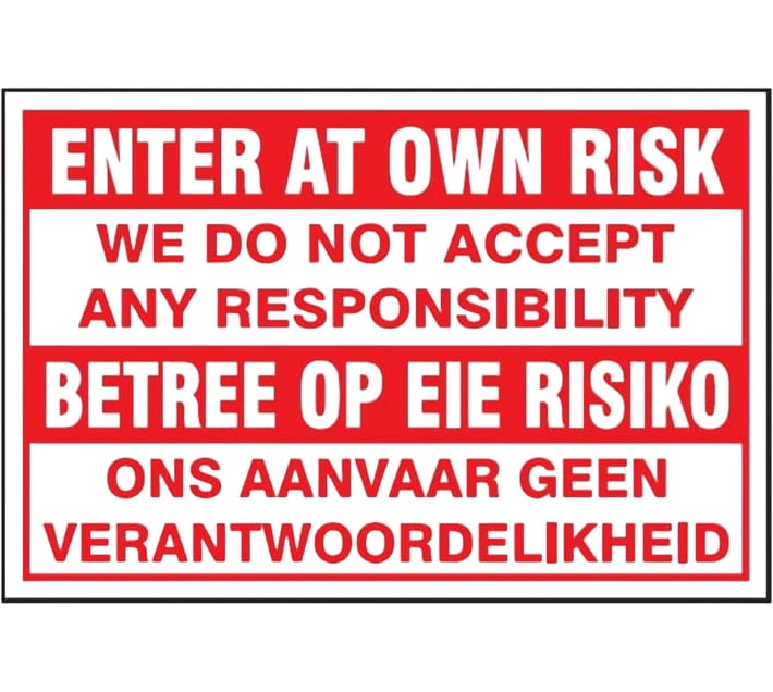 Loading At Own Risk Signs Buy sign Enter at own Risk 44cm x 44cm Emergency Sign () in Bulk ...