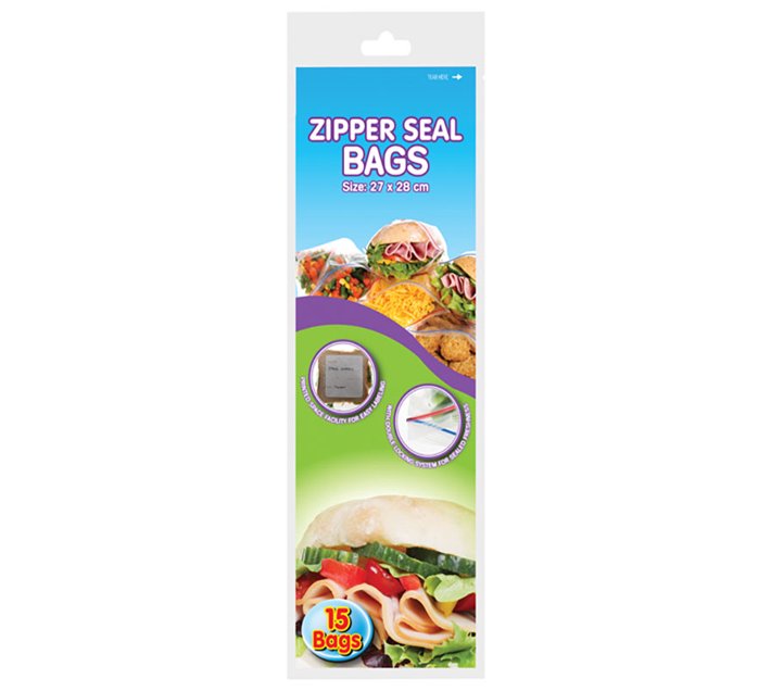Zipper Seal Storage/Freezer Bags 27cm x 28cm, 15 Piece Makro