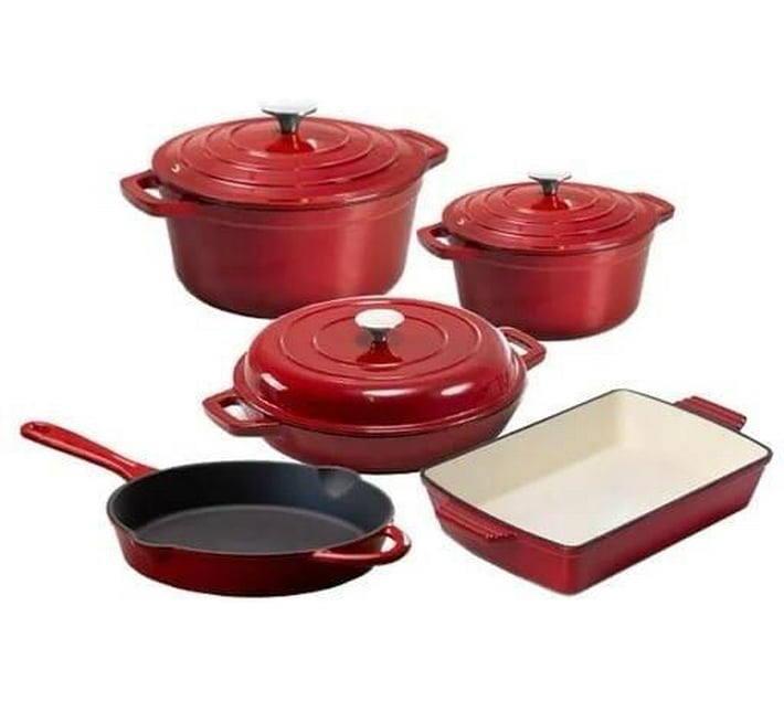 Kitchenware 8pcs Cast Iron Pots NonStick Coated Cast Iron Cookware Set
