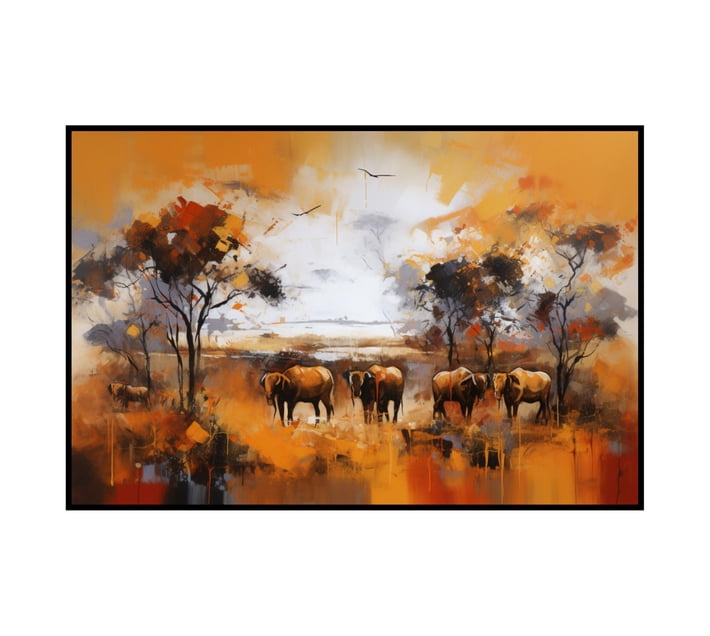 Someone’s in a Makro Framed Canvas Art - Abstract Representation Rural ...