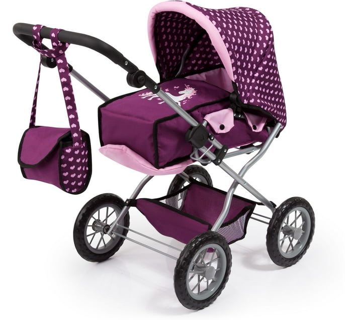 Bayer Combi Grande Doll s Pram Pink Purple Unicorn Hearts Role Play Toy Makro