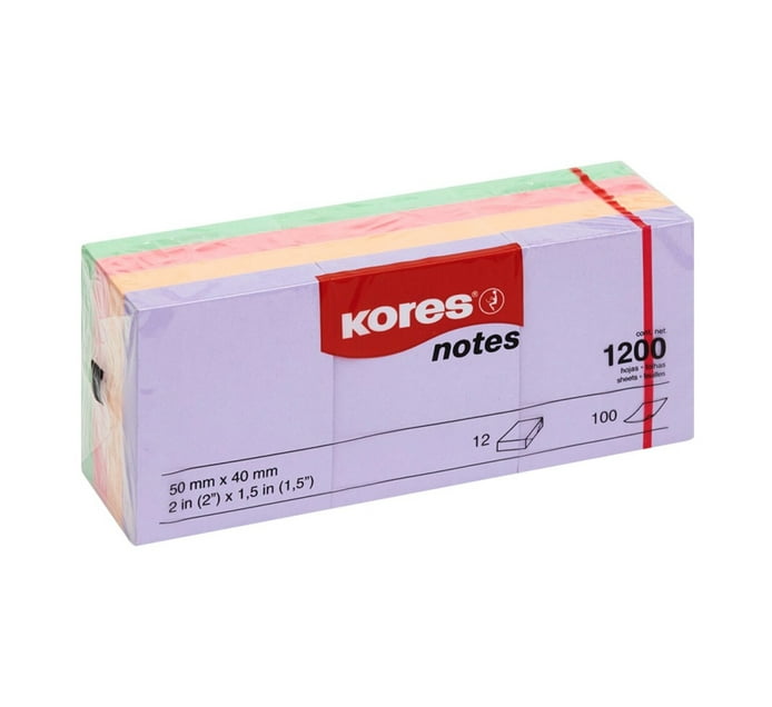Kores Sticky Notes Buy Kores Sticky Notes 1200 Sheets 4 Colours Pastel Set in Bulk | Makro ...
