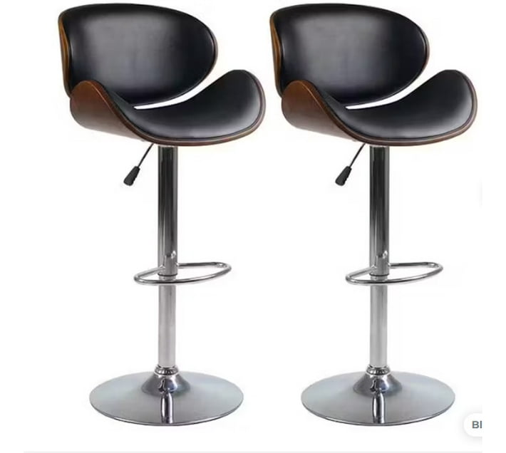 KC FURN Leatherette Bar Stool (Finish Colour - Black, Pre-assembled ...