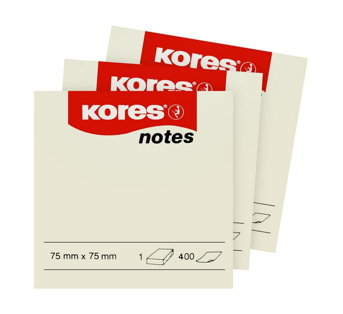 Kores - Yellow Sticky Notes, Self-adhesive Memo Note Pad, 125 X 75