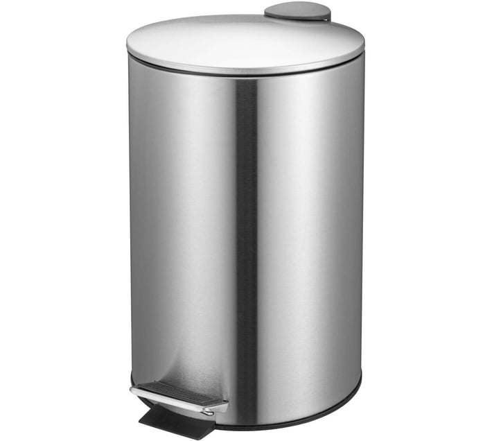 First Dutch Brands 12L Soft Close Pedal Steel Dustbin (Silver) Makro