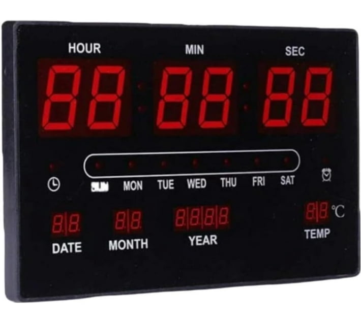 Generic Digital 39 cm X 3 cm Wall Clock (Black, Without Glass, DIY