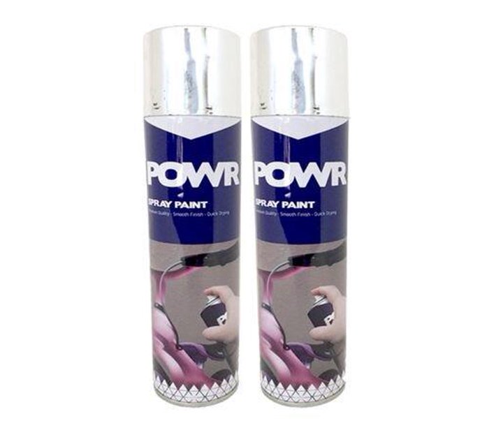 POWR Spray Paint Metal Mirror Chrome 300ml ( 2 Pack ) Makro