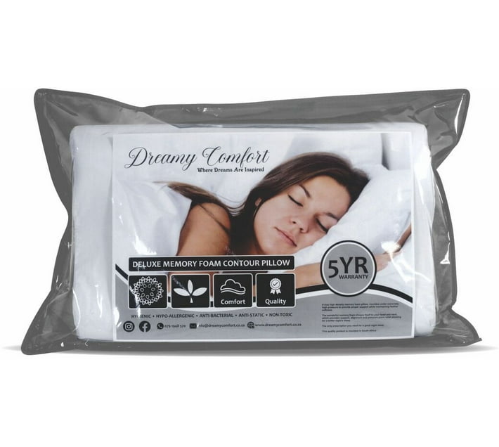 Dreamy Comfort Memory Foam Solid Sleeping Pillow Pack of 1 (White) Makro