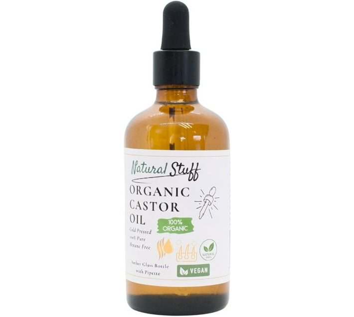 Natural Stuff Organic Castor Oil for Hair & Skin Amber Glass Bottle
