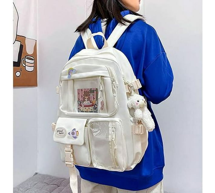 Travel Backpack Kawaii Style Multi-Pocket Waterproof outlet School Backpack in Beige