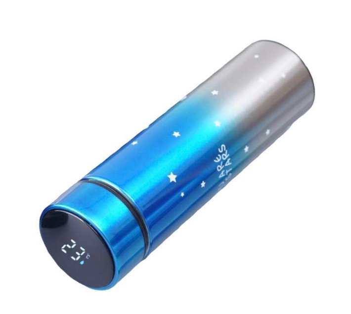 Smart Temperature Display Stainless Steel Thermos Flask Stars Light Blue Makro