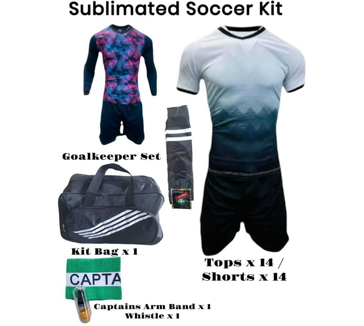 Tradesia Sublimated Soccer 14 Sets with Numbers and Free Kitbag, Free