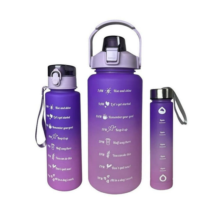 Someone’s in a Makro Three-Piece Inspirational Water Bottles - Purple Mood