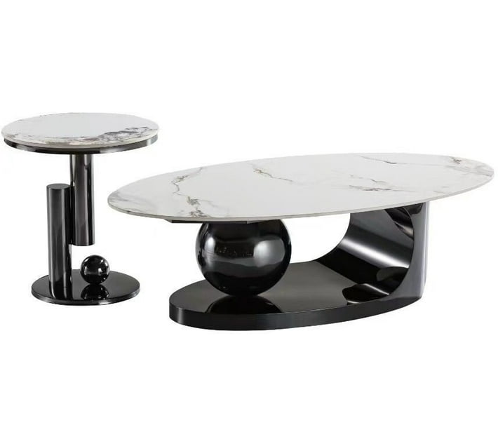 ST MP24 Glass Side Table (Finish Colour Black, Preassembled) Makro