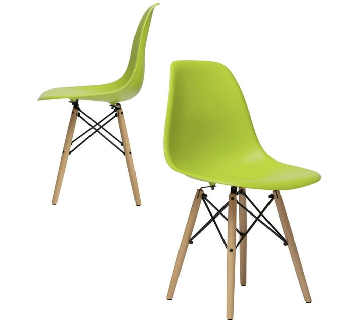 Rex M Modern Style Dining Chair Shell Plastic Chair with Wooden Legs