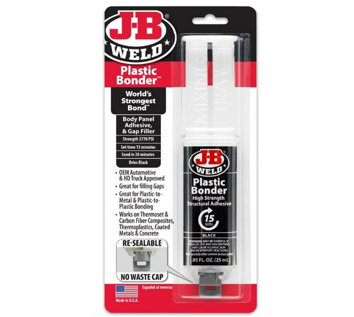 JB Weld PlasticBonder (Black) Syringe Adhesive (25 ml) Makro