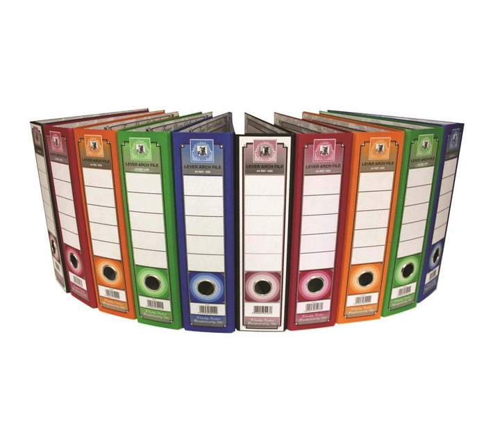 Files 20 Pack Bright Colour Lever Arch Files Rainbow Assorted Makro