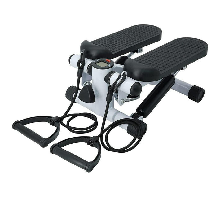 Fitness Exercise Stepper Bike with Resistance Bands-White & Black | Makro