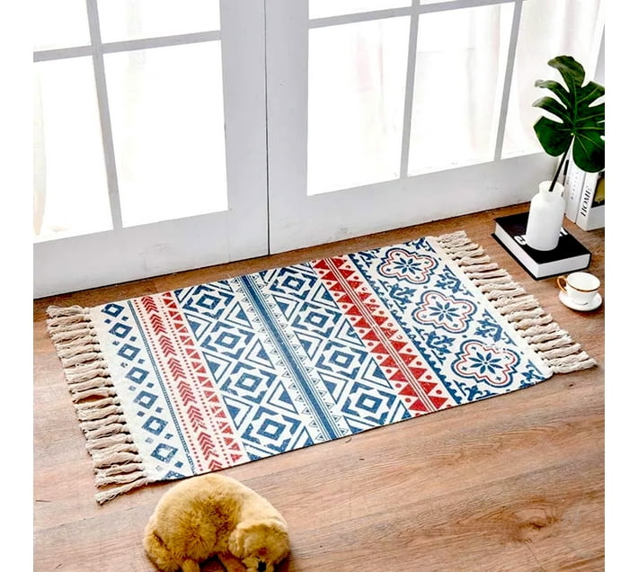 Creative Deco Bohemian Rug Vintage Farmhouse Décor Mat Cotton Area