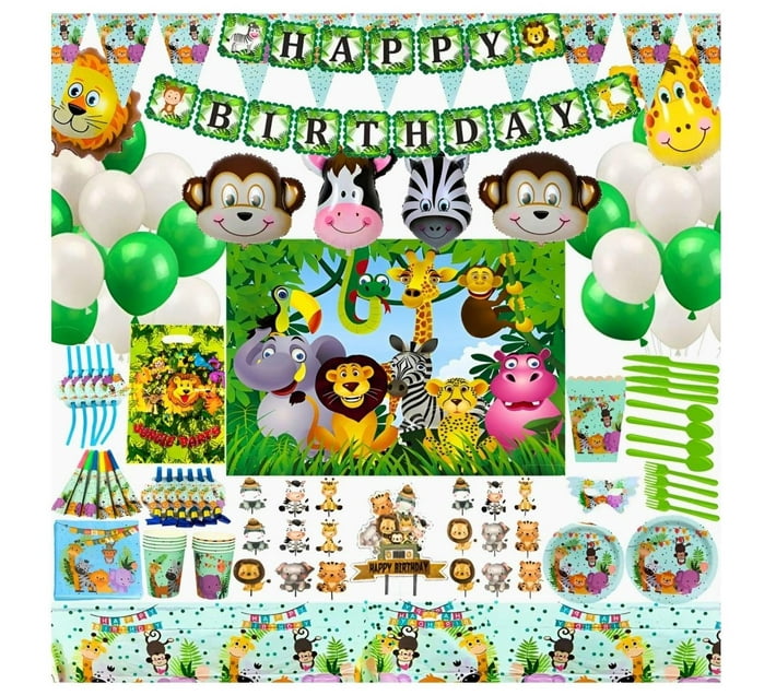 Jungle/ Safari Birthday Party Decorations Supplies Pack of 267 Pcs | Makro