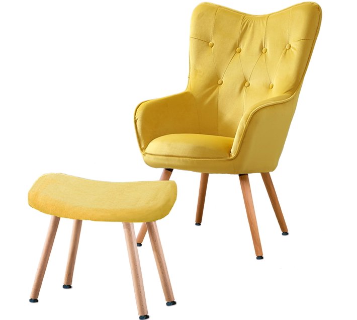 Someone’s in a Makro Chair Stool Set Wingback Chair with Foot Stool