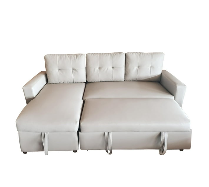 Someone’s in a Makro L Shape PU 3 Seater Sofa Bed with Storage Sleeper ...