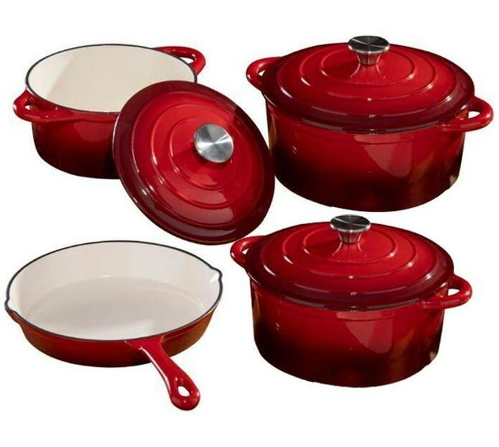 Empire Collection Cookware Buy SMTE DH - 7 Piece Signature Cast Iron -Empire Red Non-Stick Coated ...