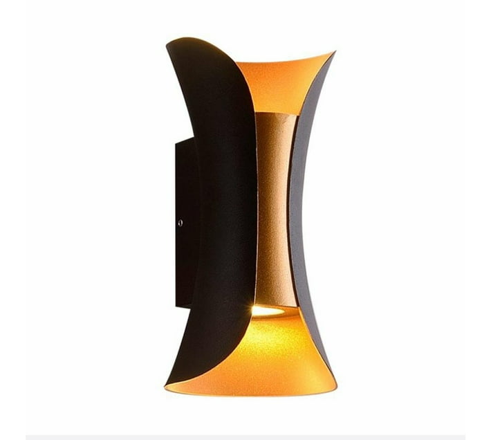 Modern Waterproof Outdoor Wall Lamp Black + Gold 6500K Makro